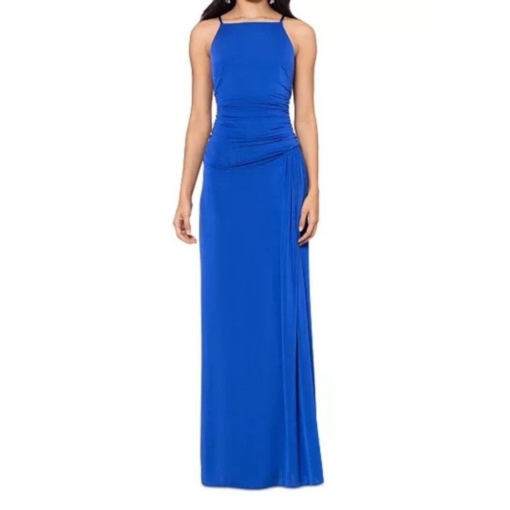 B&A BY BETSY & ADAM B254 Roy Runched Gown SZ 4 NWT $149 Retail
